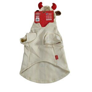 Rudolph The Red-Nosed Reindeer Dog Size M Beige Hoodie With Reindeer Antlers